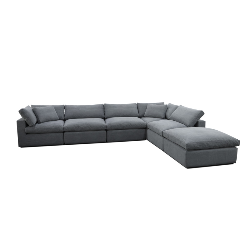 York Chaise Suite with Ottoman - Grey